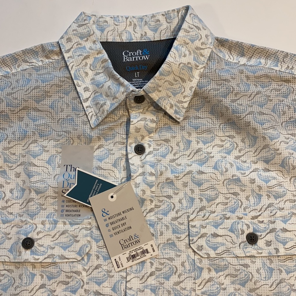 Croft & Barrow SZ Large Tall Quick Dry Short Sleeve Button Shirt New  D2 - Picture 8 of 8